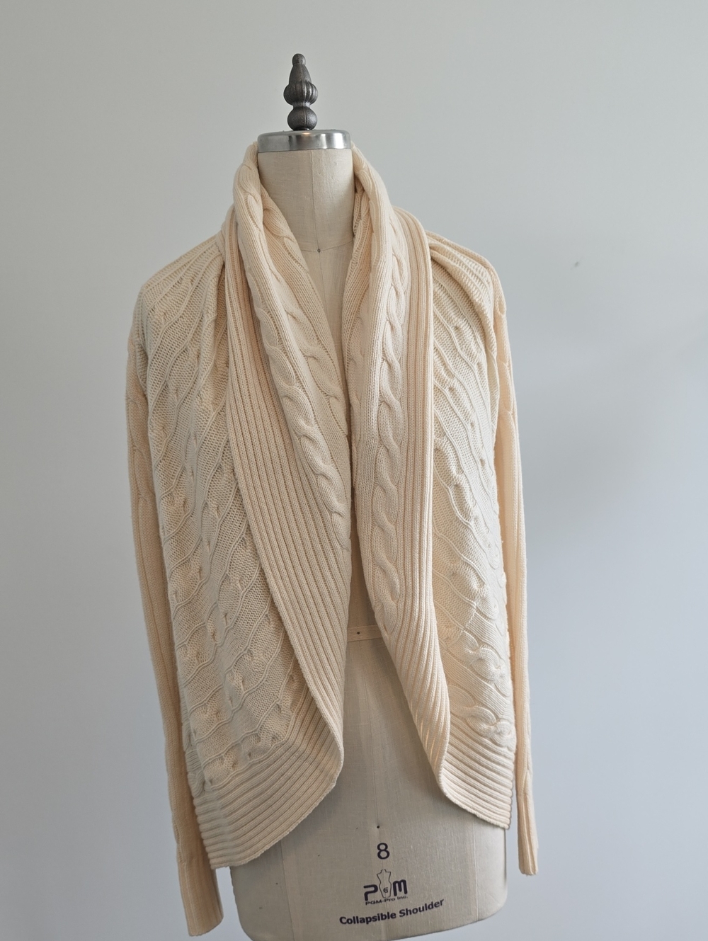 Ralph Lauren Black Label Cashmere Cream Cable-Knit Open Cardigan